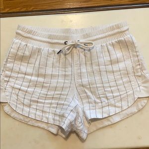 Athleta Linen Shorts White with gray stripe